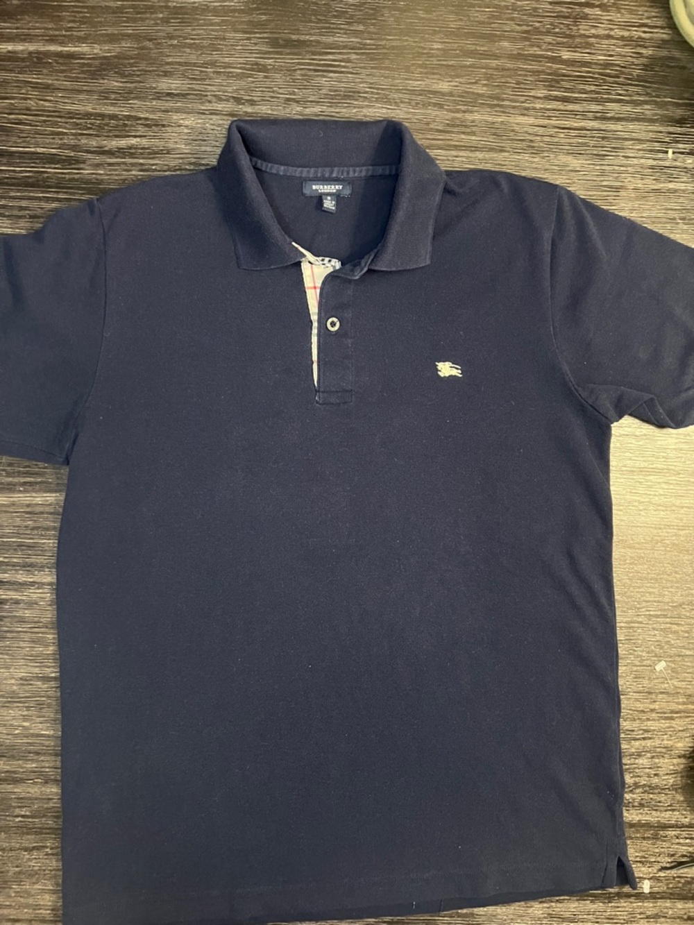 Burberry Vintage Y2K Navy Polo with Contrast Check Placket
